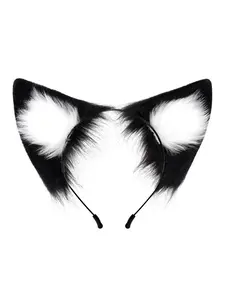 Plush Fox Ears Headband Cosplay Accessory, Handmade Plush Animal Ears Hair Band, Anime Convention Fox Ear Costume Prop, Party Accessories, Party Props