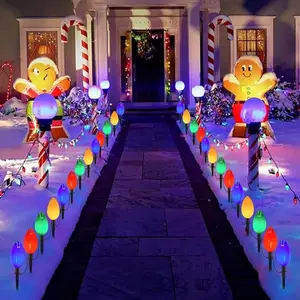 C9 Outdoor Christmas Lights, Decorative Crystal Ball String Lights, Smart Sensor Light, Solar LED Bubble Ball Lamp, Garden Camping Party Tent Decoration