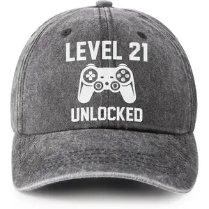 Unisex Adjustable 21st Birthday Numbered Cotton Baseball Cap - Classic Fitted, Breathable All-Seasons Casual Print Hat, Ideal Celebration Gift, Classic Baseball Cap, Fitted Hats