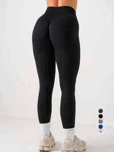 Women's Solid-Color Sports Leggings, Workout Leggings, Breathable Comfortable High-Stretch High-Waisted Yoga Leggings, Ladies Sportswear for Indoor and Outdoor Wear