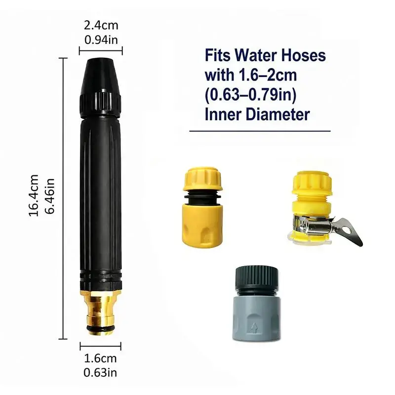 [2-pack]Metal Black Diamond Water Gun Set, High Pressure Metal Water Spray Gun for Gardening, Car Wash and Cleaning, Ideal for Watering Plants and Lawn, Auto Care Tools Car Wash Sprayer Car Wash Equipment Car Wash Jet pipe,2pc garden accessory