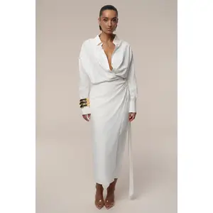 Ivory Skyline Wrap Midi Dress