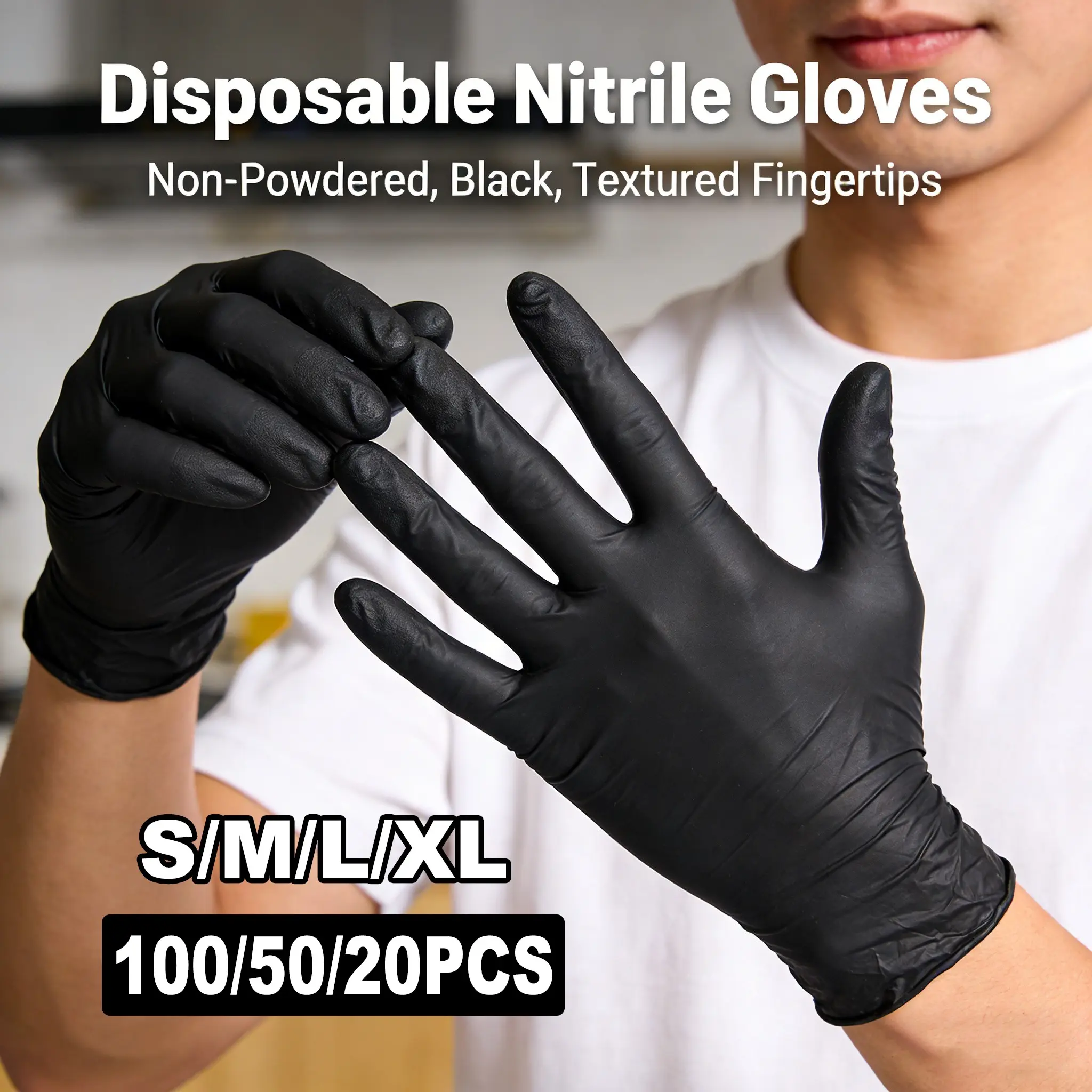 100/50/20pcs Nitrile Gloves, Household Durable Cleaning Gloves, Ideal for Cleaning, Tattooing, Coloring, Manicure Salon, Pet Store, Jewelry Display, Lightweight, All Seasons