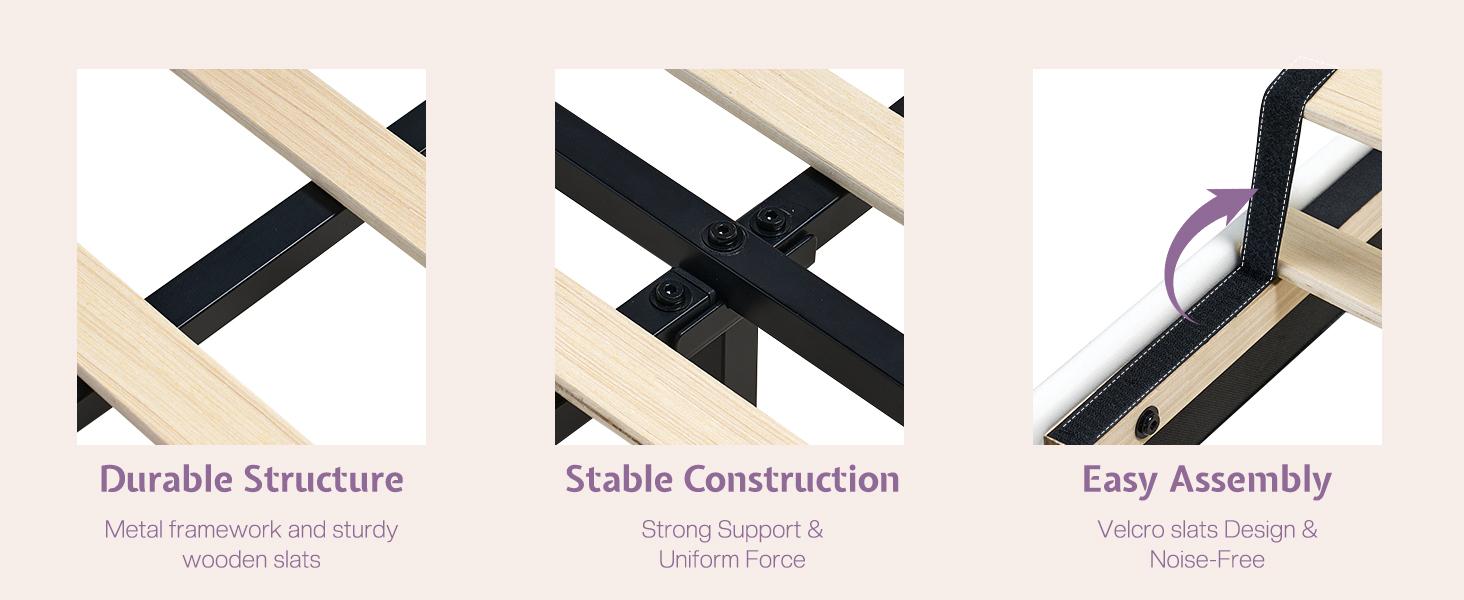 AMERLIFE Floating Bed Frame with Adjustable LED Headboard, Cute Leather Upholstered Platform Bed Frame with Wood Slats Support, Easy Assembly/Best Gift Ideas/Christmas Gifts AMERLIFE Floating Bed Frame with Adjustable LED Headboard, Cute Leather Upholstered Platform Bed Frame with Wood Slats Support, Easy Assembly/Best Gift Ideas/Christmas Gifts