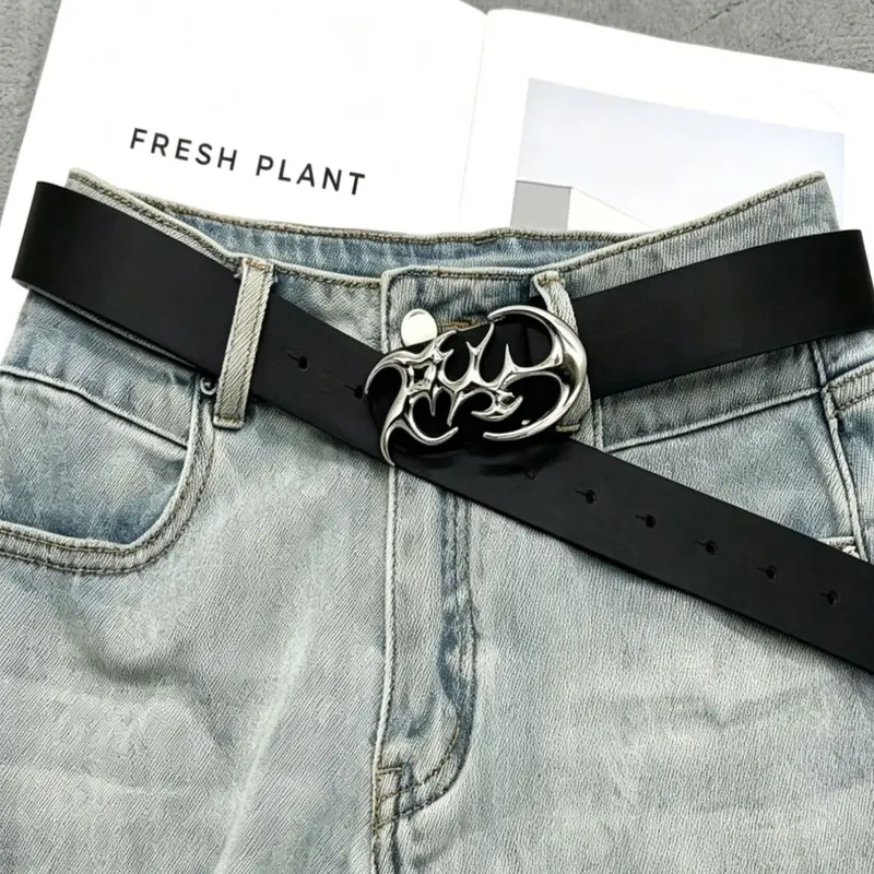 New Y2K Hollow PU Leather Punk Style Men's Belt, Punk Fashion Belt, Street Style Belt, Casual Style Belts, Trendy Belt, Perfect Gift for Summer, Casual, Business, Outdoor, Travel, Halloween