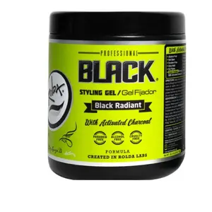 Rolda Black Styling Hair Gel - Medium To Strong Hold With Medium Shine For a Wet Slicked Back Look With All Day Hold - Activated Black Charcoal Covers Grey Hair Instantly 35.2oz