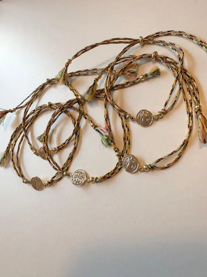 Adjustable Sacramental Bracelet with San Benito Abad Medal - Pulsera Ajustable Sacramental Medalla San Benito Abad