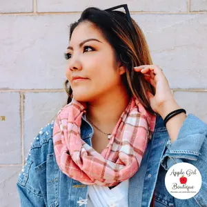 Pink Plaid Infinity Scarf