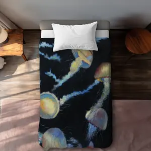 360 stand Twin Extra Long Size Glow-in-the-Dark Colorful Jellyfish Design Duvet Cover - Soft Textile Bedroom Bedding with Artistic Flair, Decorative Duvet Cover, Extra-Long Duvet Covers