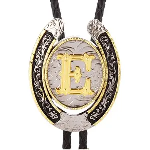 men's valentine's gifts Bolo Tie for Men- Golden Initial Letter ABCDMJR to Z Western Cowboy Bolo Tie for Women