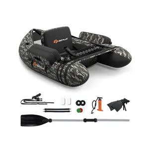 Inflatable Fishing Float Tube 350LBS Capacity, Portable Adult Belly Boat with Paddle Flippers Fish Ruler Foot Pump Storage Pockets Adjustable Straps, Waterproof PVC for River Lake Fly Fishing