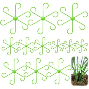 12 Pack Climbing Houseplant Stem Supports,  Plastic  Stem Holders Hook Growth Accessories for Indoor Outdoor  (Green)