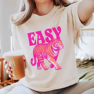 Easy Tiger Shirt Comfort Colors Distressed Tiger Boxy Tee Vintage Tigers Crop Top Easy Tiger Tshirt Retro Tiger Tee Easy Tiger T-shirt