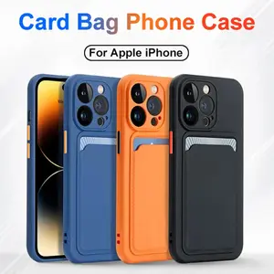 Silicone Wallet Phone Case For iPhone 14 13 12 11 15 Pro Max Card Slot Shockproof Protection Cover 14 Plus 13 Pro Max Accessory