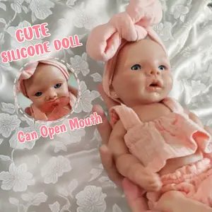 10inch/25cm Lifelike Reborn Solid Silicone Girl Doll Can Open Mouth 3D Painted Soft Skin And Visible Veins Open Eyes Cute Newborn Baby Dolls Perfect for Youngsters's Birthday Gift