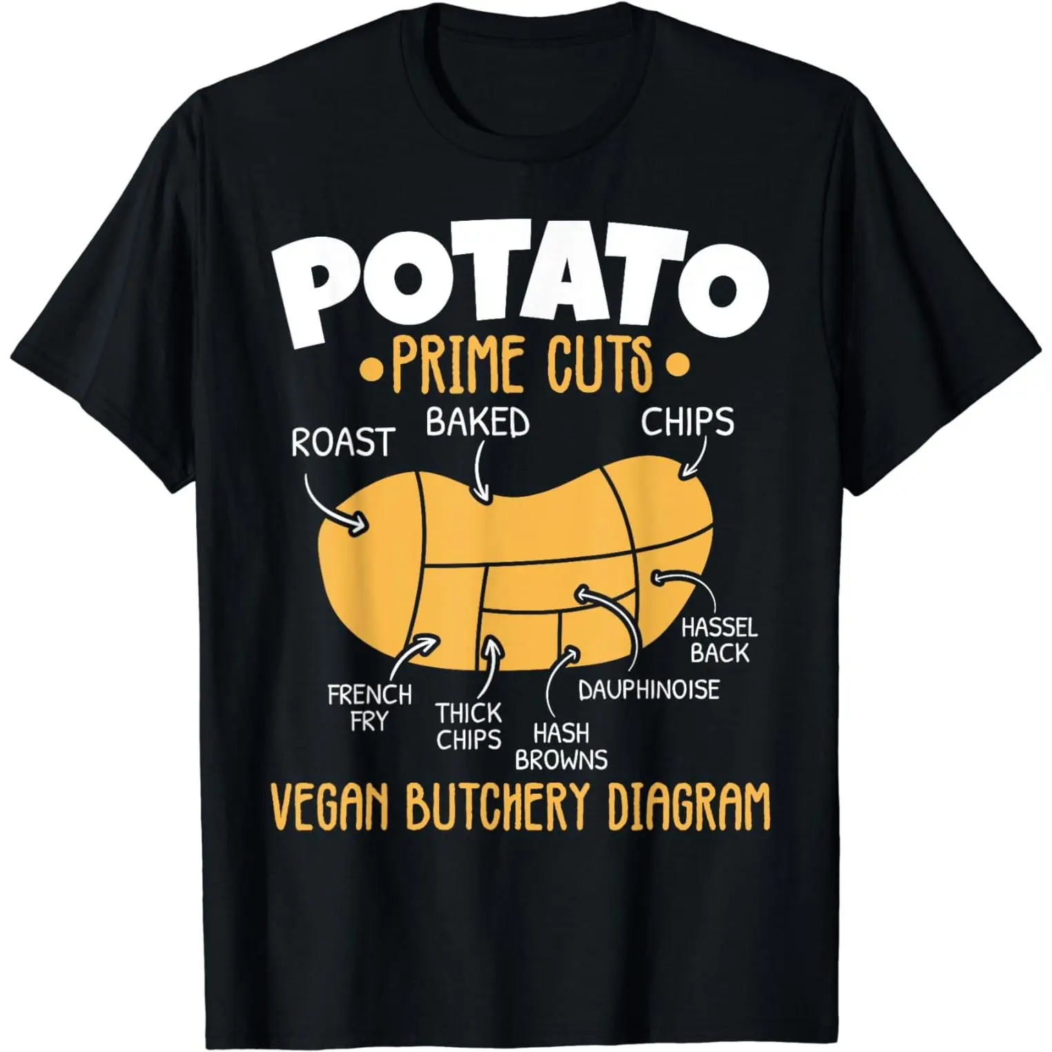 Funny Potato Printed Casual Cotton Short Sleeve Life Vegan French Fries Tater Tots T-Shirt For Men Women