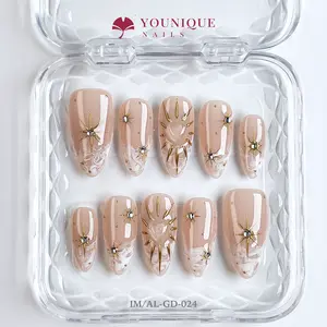 Younique Nails 2025 | IM Studio | Champagne Stardust | 10PCS 100% Handmade Press-On Nails | Reusable Colorful Art acrylics