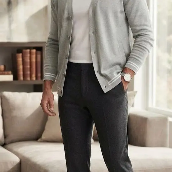 Men's Grey Cardigan Sweatshirt - Forever21, Size Large, Sweatshirts