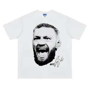 UFC "Conor Avatar" Heavyweight Vintage Tee 100% Cotton OVERSIZED T-shirt Menswear Top Crew Necks Clothing For UFC Fans Casual Streetwear White Crewneck Tshirt Gamis Baggy Tropical Fighter Shortsleeve