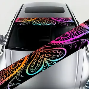 1 color gradual change paisley art style decorative strip car windshield sticker - high quality, weather resistant vinyl decal, self-adhesive, suitable for all models, add a touch of style to your car, durable decal Truck Decals