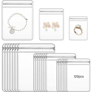 LETGO 120 pcs 3 Sizes Clear PVC Jewelry Bags Plastic Transparent Jewelry Pouches for Rings Earrings Packing Storage Pouch Anti Tarnish Zip Lock Bags for Holding Jewelries (Clear, 3 Sizes Mixed)