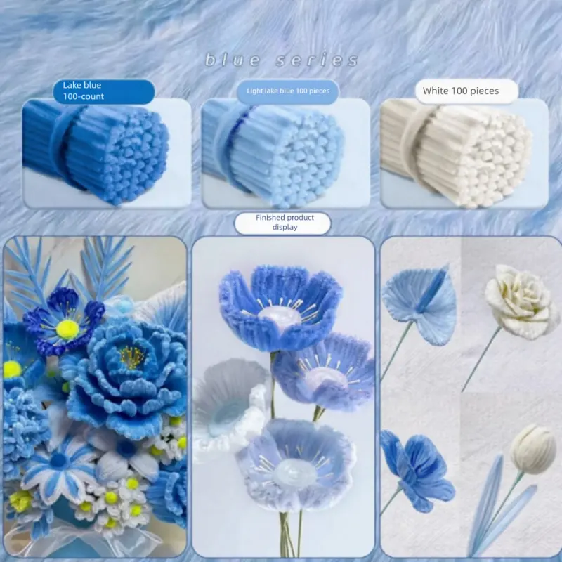 300/400pcs commonly used mixed-color twist sticks, dense DIY artificial plush strips, Craft, foldable art twist stick materials, DIY Flower Decor, DIY Decoration, Craft Supplies