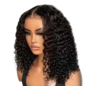 Short Bob Glueless Wigs 6x4 HD Lace Closure Wig Ready To Wear Deep Wave Curly Wigs Soft Synthetic Fiber for Daily Volume & Softness,Rich gradient colors For Women Pre Plucked 180%