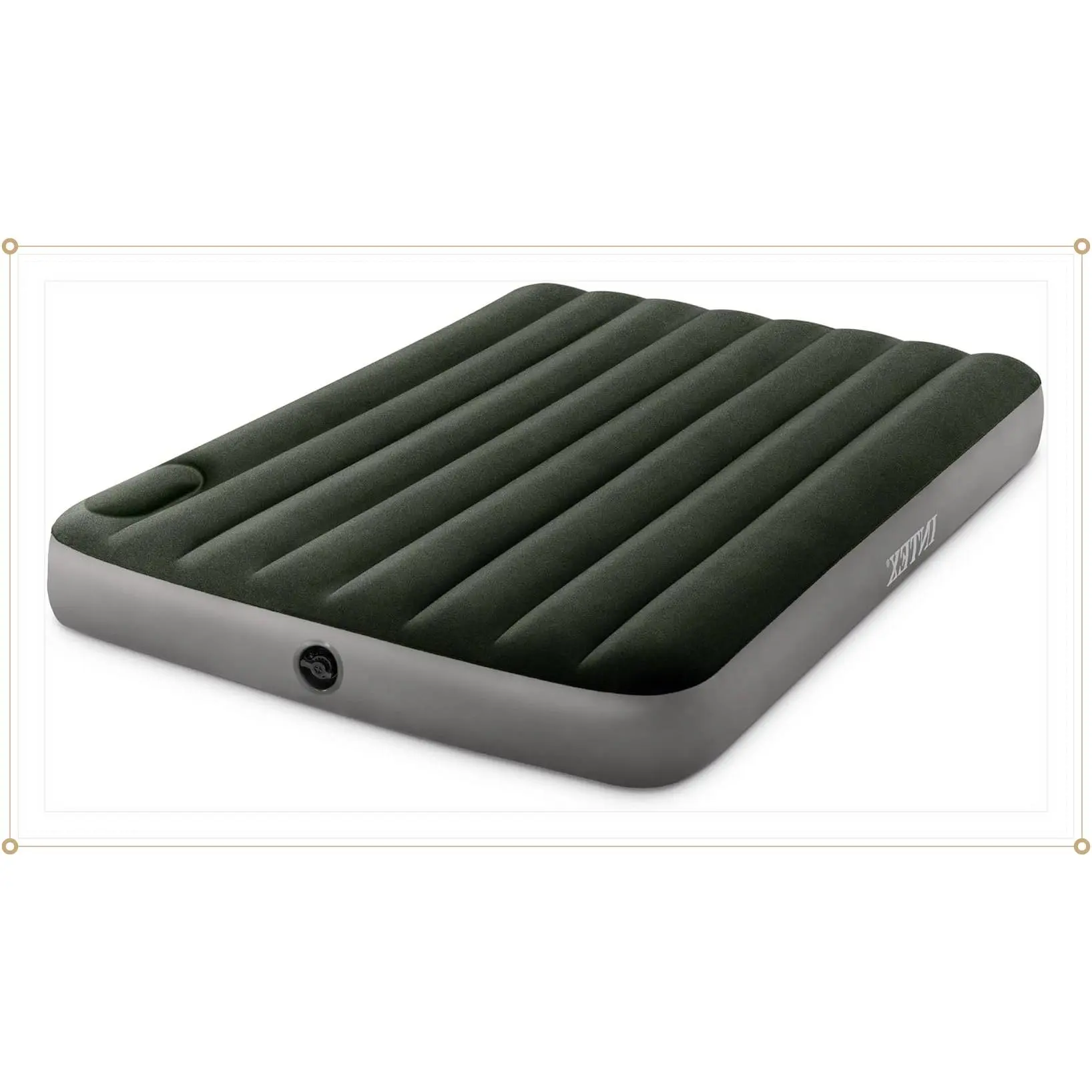 Intex: Dura-Beam: Downy Airbed - Full - Green, 10" Inflatable Mattress, Built-in Foot Pump, Fiber-Tech, Carry Bag, Indoor-Outdoor, 600lb Cap, 64762EGift