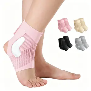 Adjustable Compression Ankle Brace with Silicone Stabilizers, Thin Breathable Ankle Support Sleeve for Sprained Ankle, Running, Workout & Post Injury Recovery, Wearable Under Sneakers