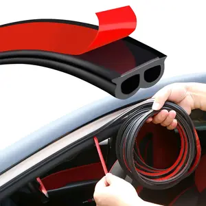 Self-adhesive B-shaped rubber door seal strip, 32.8FT long. Fits most cars. Reduces noise, blocks dust & water. Protects door edges. Easy to install