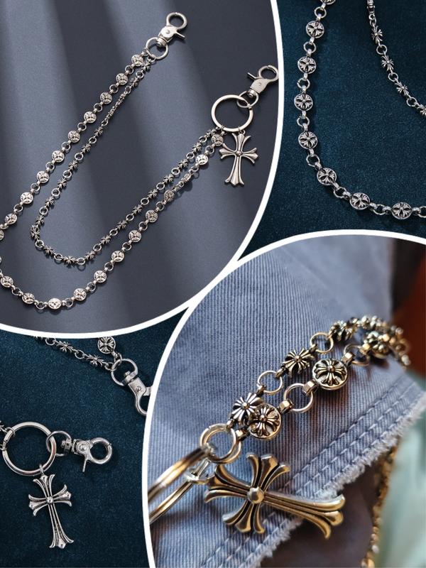 Punk Rock Metal Waist Chain, Unisex Hip Hop Jewelry Gift Pendant, Large Ring Wallet Keychain, Denim Jeans Accessory