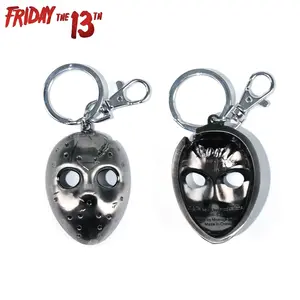 1PC WB Officially Licensed Friday the 13th Jason's Mask Pewter Keyring Metal Keychain Backpack Wallet Keyring Fashion Decoration Accessories Luggage charm Bag Clip Funny Birthday Gifts