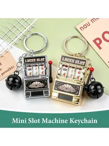 Mini Fruit Slot Machine Keychain Novelty Keyrings Lucky Charm Novelty Gifts Mini Casino Pendant Bag Charm Mini Bag Keyring for Kids Adults