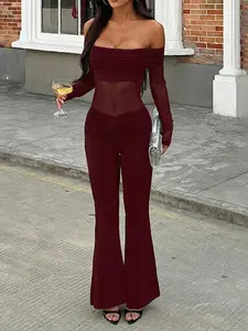 Women's Solid Color Long Sleeve Jumpsuit, Elegant Fashion Casual Jumpsuit for Party Club Dating Wear, Ladies Clothes for Summer