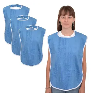 Premium Adult Bibs - bibs for adults Men, Women; Eating Cloth for Elderly Seniors and Disabled, Adjustable, Terry bib Clothing Protectors, Machine Washable, Blue,as gift for Halloween,Christmas,Mothers & Father Day,Christmas, Thanksgiving, Apron