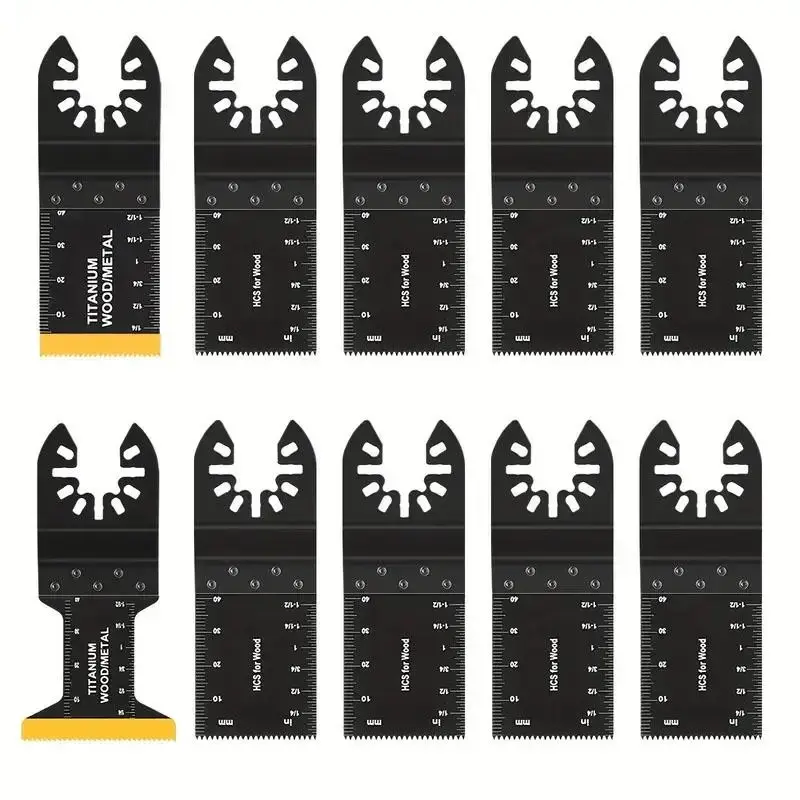 10pcs Titanium Oscillating Tool Blade Set, Saw Blades, Durable, Heavy Duty & Versatile Replacement Parts for Multiple Tools, Fits Dewalt Milwaukee Ryobi Makita