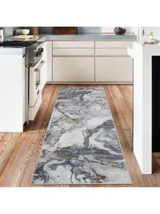 5x7 ft Large Size Faux Wool Plush Texture Gray Area Rug - Abstract, Soft Modern Boho, Non-Slip Washable, Multi-Room Use for Living Room, Farmhouse Look Furniture Decor