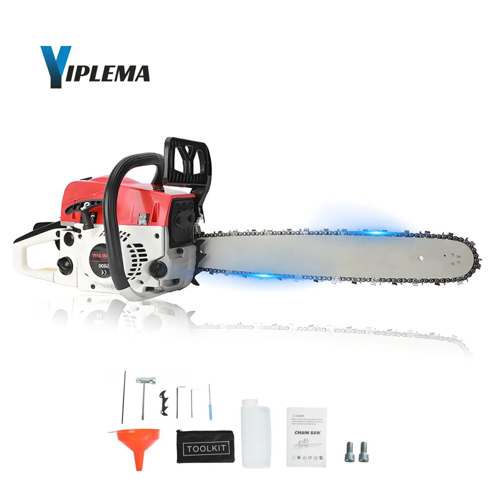 【Summerfinds】YIPLEMA 58CC 20\" 3.22HP Portable Handheld Gas Chainsaw, High-Strength Steel Chain, 12000 RPM Max Speed, Versatile Cutting Diameter, Sawdust Splatter Reduction, Handheld Logging Saw Work Tool for Garden Tree Trimming & Wood Branch Cutting