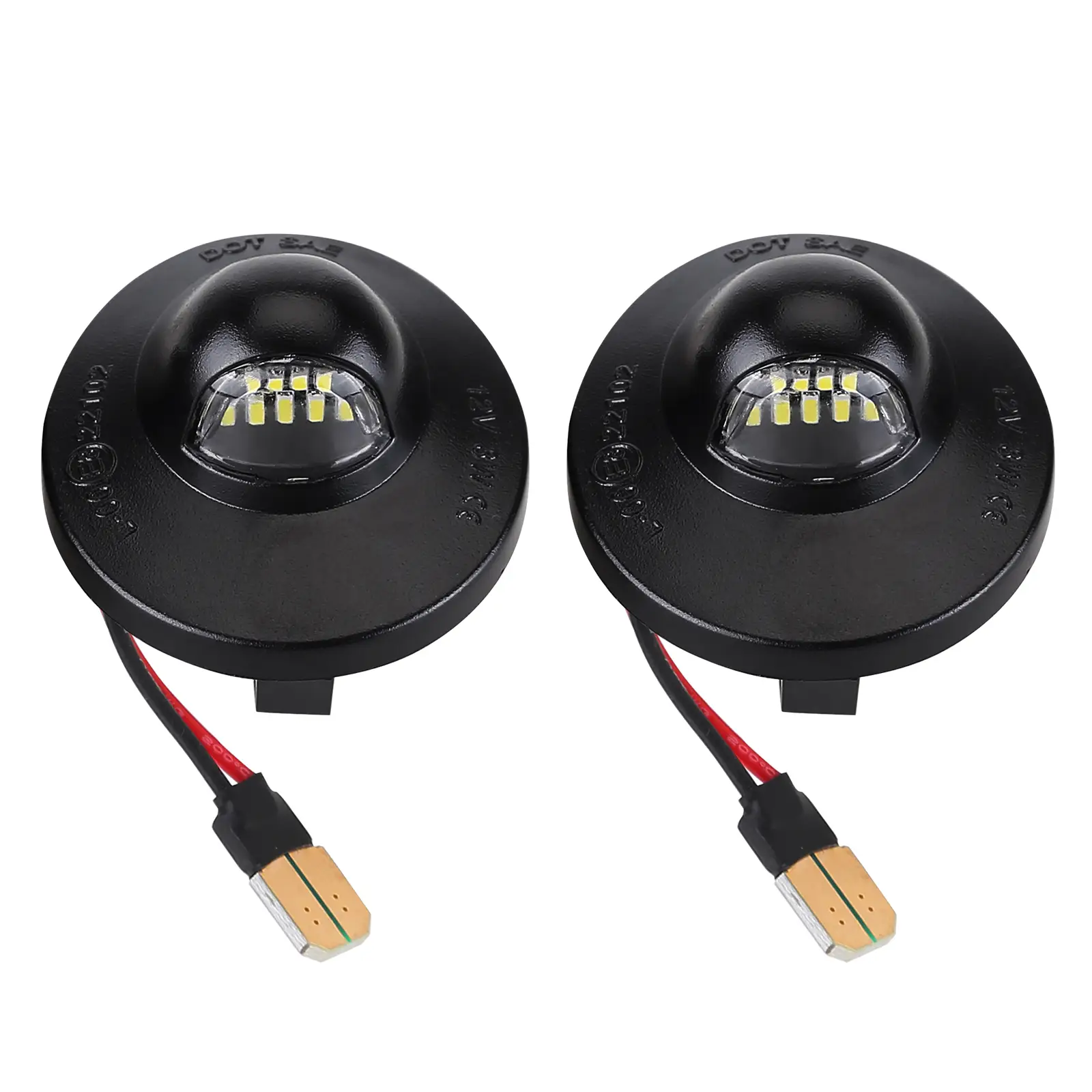 CarpartsX LED License Plate Lights for Ford F150 F250 F350 Super Duty Trucks, 9 LED White Lights, 2-Pack, Offroad Light Bar, Round LED Lamps