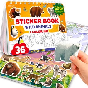 QUOKKA Kids' Activity Book for Ages 3-6, Realistic Animal Themed, Toddler Educational Arts & Crafts Draw-and-Stick Creative Workbook with 500+ Stickers