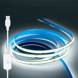 A 5V USB LED Light Strip, COB LED Strip Lights, White 5V LED Lights, Small LED Strip Light, TV Lights for TV Under Cabinet Kitchen Living Room Shelving or Displays (White, 3.28ft)