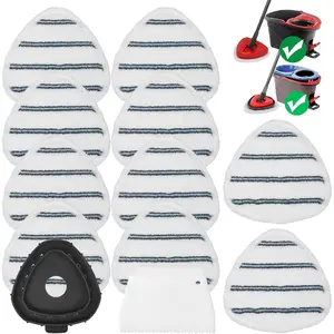 Flat Mop Head Replacements, Microfiber Mopping Pads Refills, 10-Pack Spin Mop Pads + 1 Pad &1 Scrape for, Wall & Ceiling - Fits EasyWring & RinseClean Systems