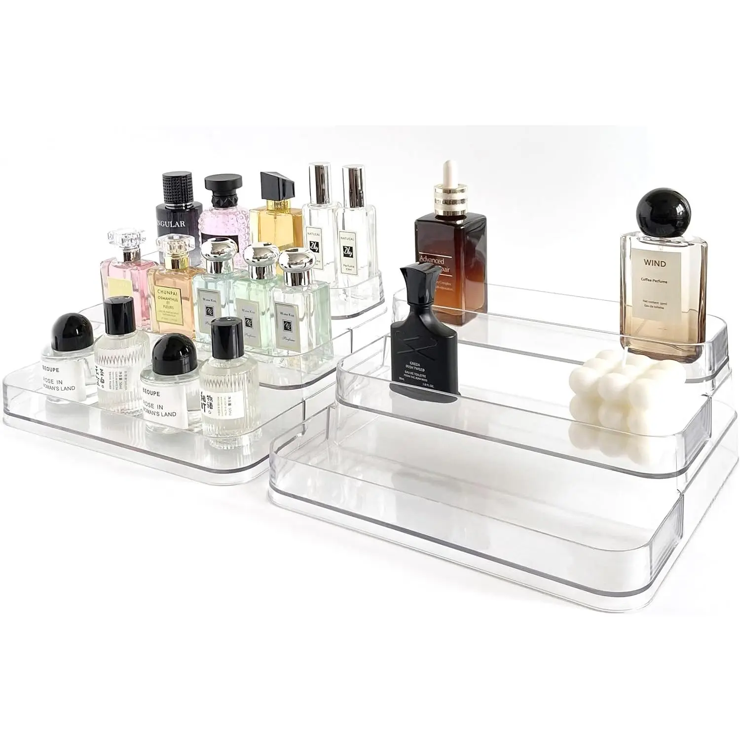 Perfume Organizer - 2 Pack Three-Tiered Shelf - Perfume Lotion Skincare Stand,  Vitamins  Bottles Holder,Sturdy Clear Rack for Kitchen Bathroom Countertop Cabinet Storage