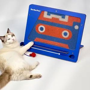 BonBonPaw Retro Cassette Cat Scratcher – A-Frame Vertical Scratch Board with Dual Teaser Toys, Corrugated Cardboard for Indoor Cats