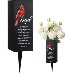 Memorial Grave Decorations Cemetery Cardinal Flower Vase Metal Gravesite Flower Holder with Spike Graves Metal Funeral for Loss of Loved One Cemetery Outdoors Yard Garden(Dad)