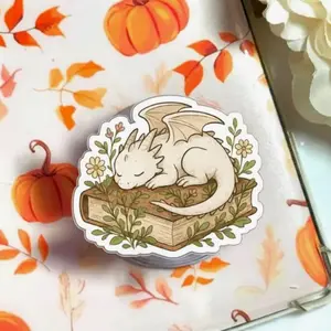 Sleeping Dragon on Book Phone Grip | Fantasy Bookish Phone Holder Stand | Cozy Reader Aesthetic Gift, Cute MagSafe Phone Grip