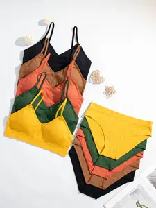 Women's Solid Color Backless Triangle Bra & Panty Set, Soft Comfy Breathable Seamless Lingerie Set for Daily Wear, Underwear Set for Women, Underwear for Women