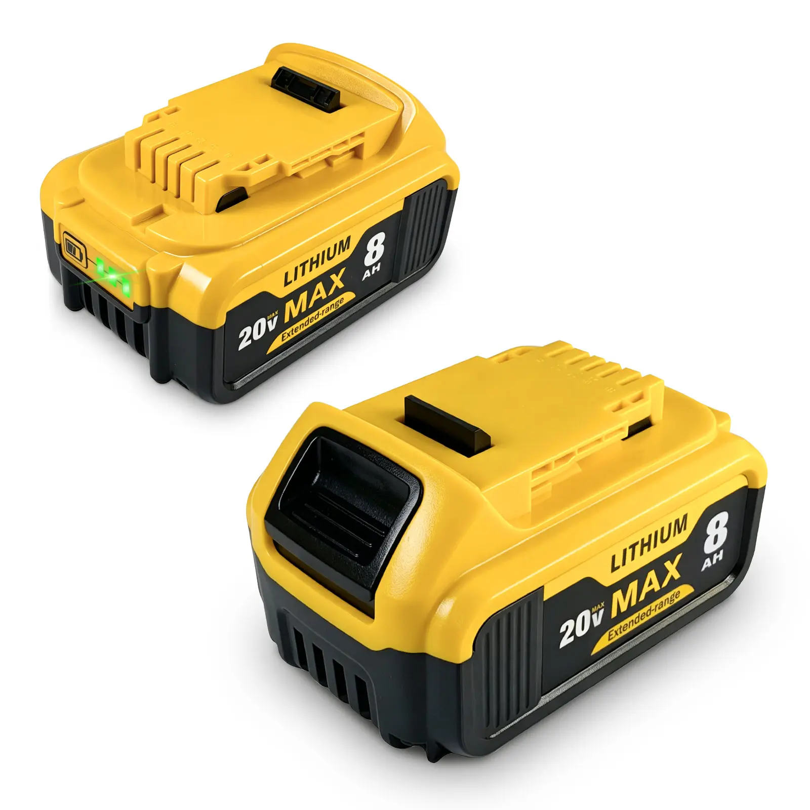 Dewalt 1-Pack 8Ah Lithium-ion Battery Replacement for 20V Max XR Cordless Tools DCB205 High Capacity 8000mAh Safe Reliable 20V 160Wh Rechargeable Li-ion Cells, Batteries