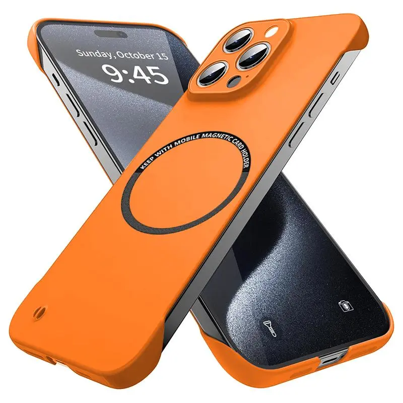 Magnetic Phone Case, Ultra-thin Frameless Phone Protective Cover with Protection, Cellphone Accessories Compatible with iPhone 16 15 14 13 12 11 Pro Max, Smartphone Casing