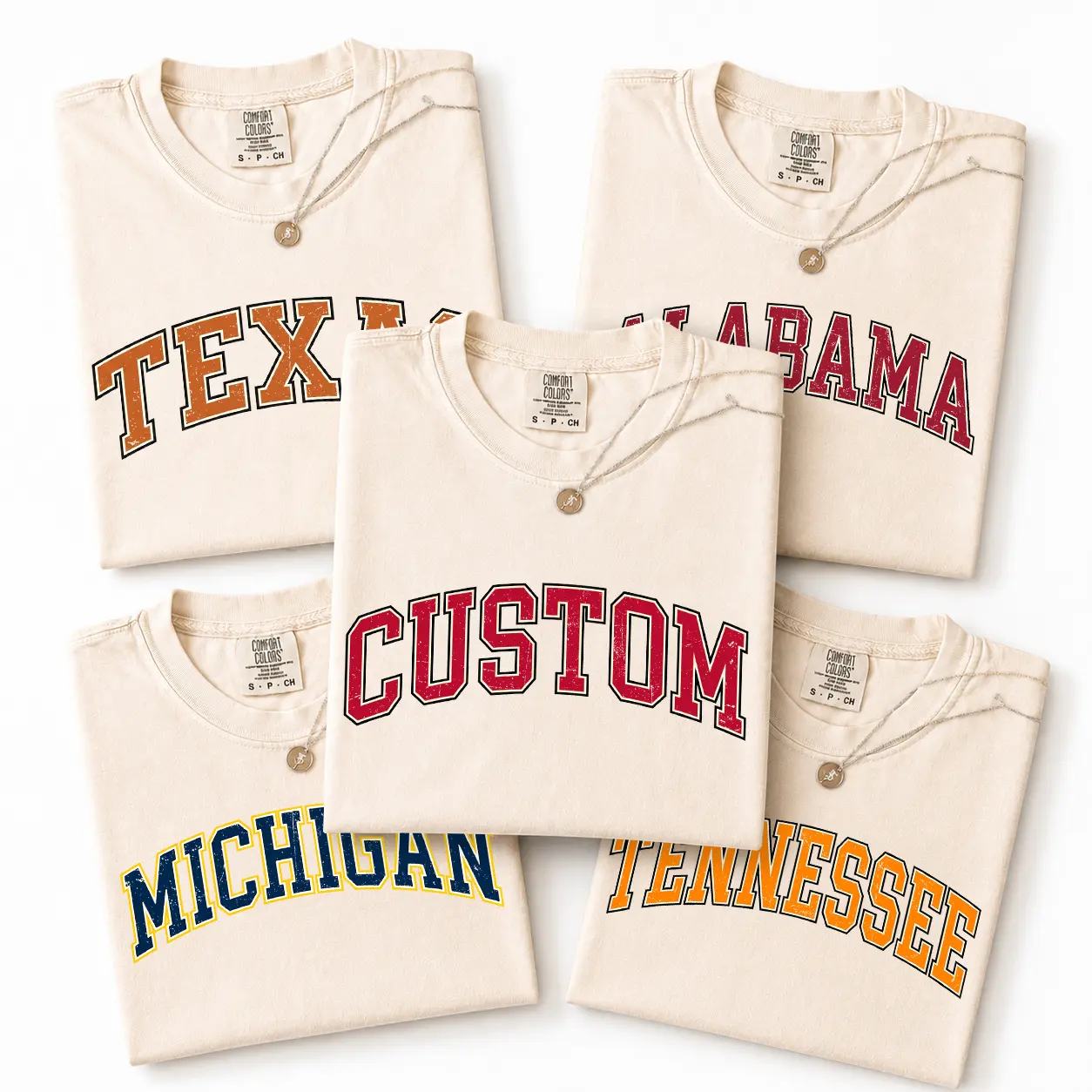 Comfort Color Vintage Varsity College T Shirt